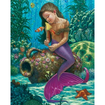 

Cross Stitch Kit DIY Diamond Embroidery Mermaid Full Square/round Diamond Painting Mosaic Home Decor