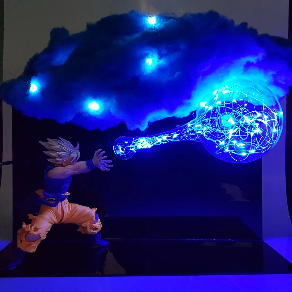Skup Dragon Ball lampa Led Son Goku Kamehameha noc lampa biurkowa lampa Figuras Dragon Ball Lampara DBZ Goku chmura DIY zestaw światła