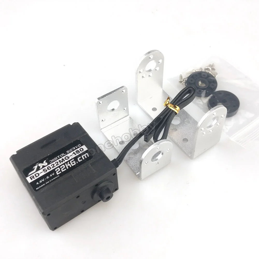 

22KG 180 degree Robot Servo with brackets High Torque Metal Gear Dual Shafts Digital Servo for Robotic arm arduino DIY JX