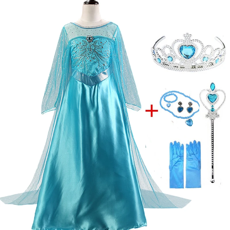 Детское платье Эльзы; волшебная палочка; Корона; одежда для костюмированной вечеринки для девочек; вечерние платья принцессы Белоснежки; платья для детей; костюм Белль из мультфильма - Цвет: 15