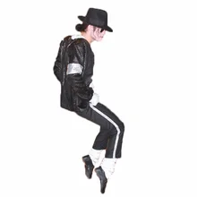 Michael jackson cosplay traje billie jean ternos de lantejoulas crianças adultos mj jaqueta + calças chapéu luva mostrar cor preta presente uma luva
