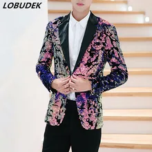 Tide Мужской певец костюм Go-Go сценический костюм флиппинг блейзеры с блестками модное узкое повседневное пальто звезда вокальный концертный костюм хост одежда