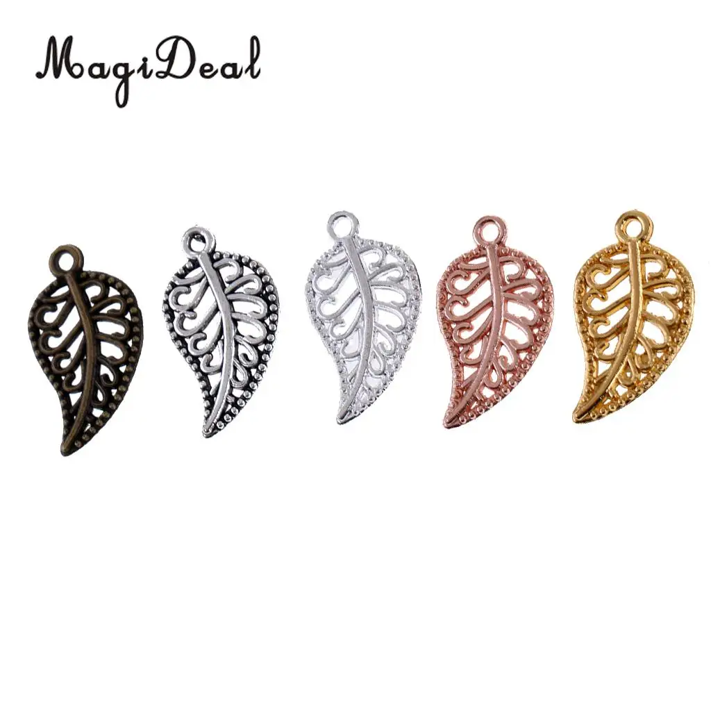 MagiDeal 75Pieces Vintage Hollow Filigree Leaf Charms Pendants Jewelry Findings Jjewelry Making Dangle Scrapbooking Material