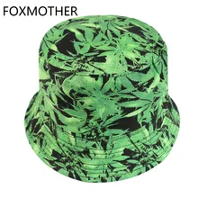 FOXMOTHER Новые хип-хоп уличные зеленые красные синие цветные листья травы печати ведро шляпы рыбацкие шапки мужские