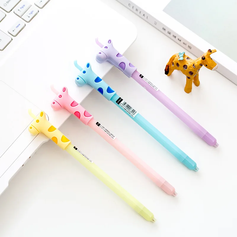 4 pcs Cute animal Giraffe pens Black ink pen for writing 0.5mm nib