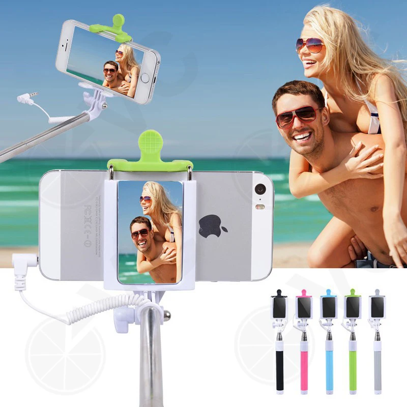 Cheap Mirror Effect Brand New Super Mini Extendable Self Selfie Stick Monopod Cable Holder for iPhone Android smartphone monopod