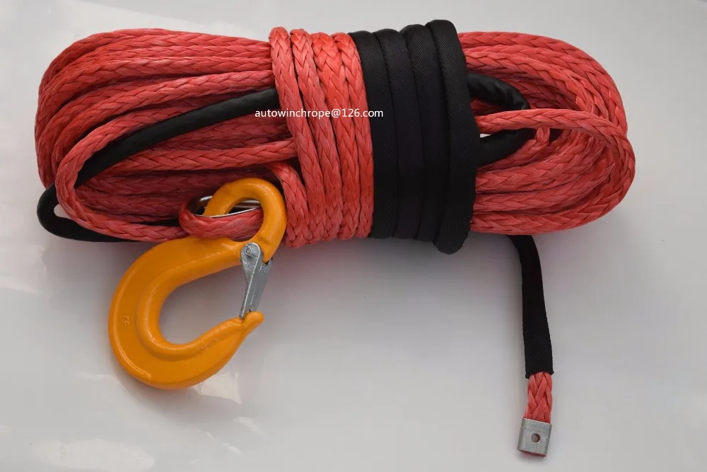 أحمر 14 ملليمتر * 45 متر حبل الاصطناعية ، uhmwpe ونش حبل ، atv الطرق الوعرة سباق حبل. كيفلر ونش كابل