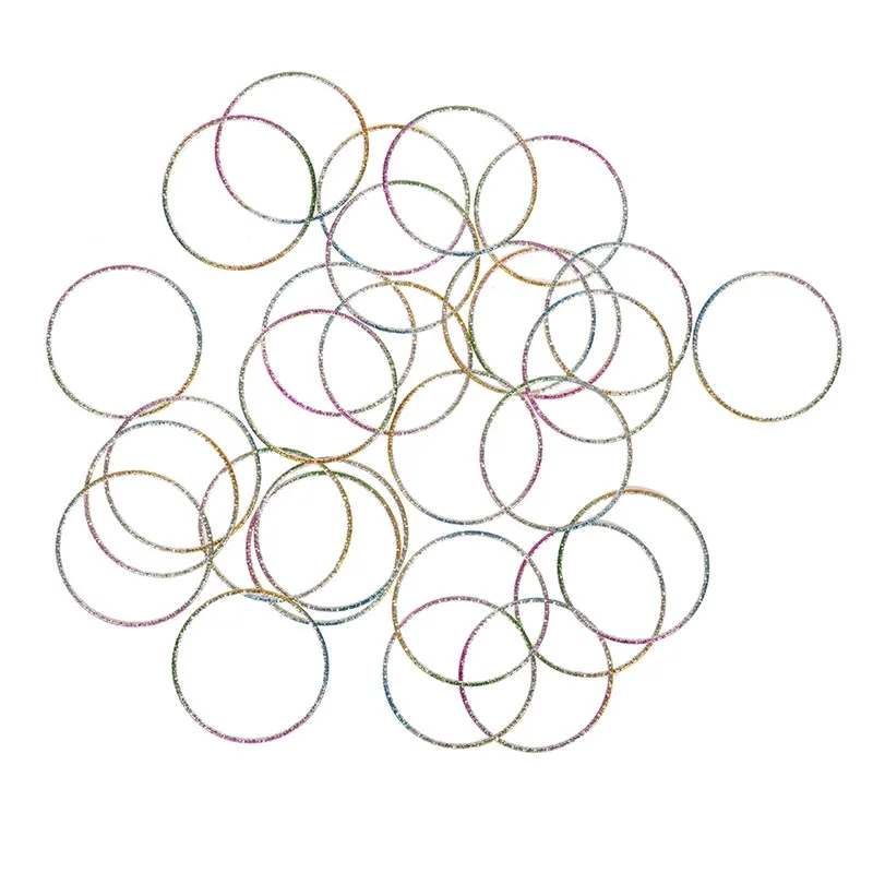 Bangle Bracelet 50pcs/Lot Colorful Loop Alloy Thin Circle Chromatic Aluminum Charm For Children 45mm