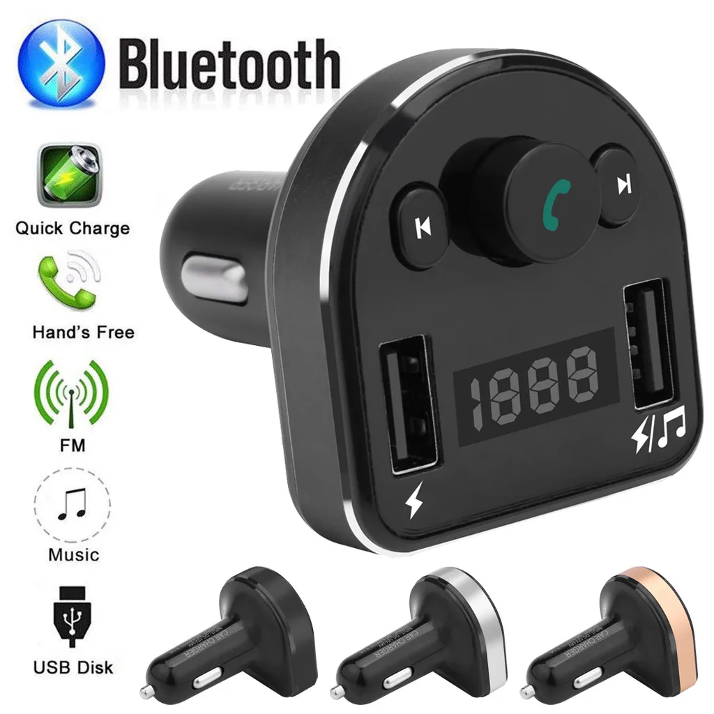 

Bluetooth FM Transmitter Hands Free Car Kit Car Styling MP3 Music Player TF Flash Music 5V 2.1A USB Charger 12V-24V FM Modulator