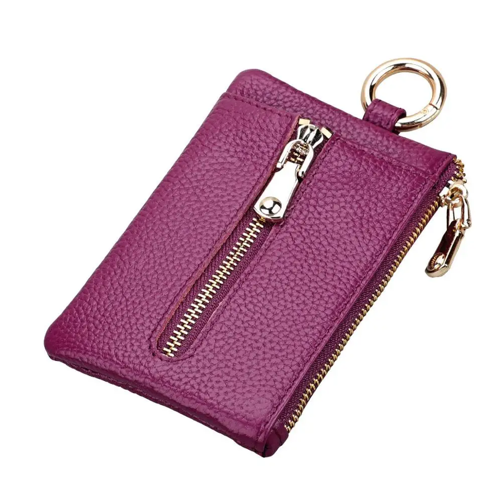 M-Yancy модный кожаный брелок для ключей на молнии держатель для ключей из натуральной кожи мужской автомобильный органайзер для ключей с брелком портмоне сумка для ключей чехол - Цвет: Purple