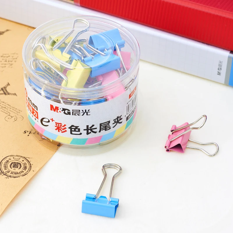 

40pcs Colorful Long Tail Clip 19mm Metal Paper Clip Dovetail Clip office stationery bill clip