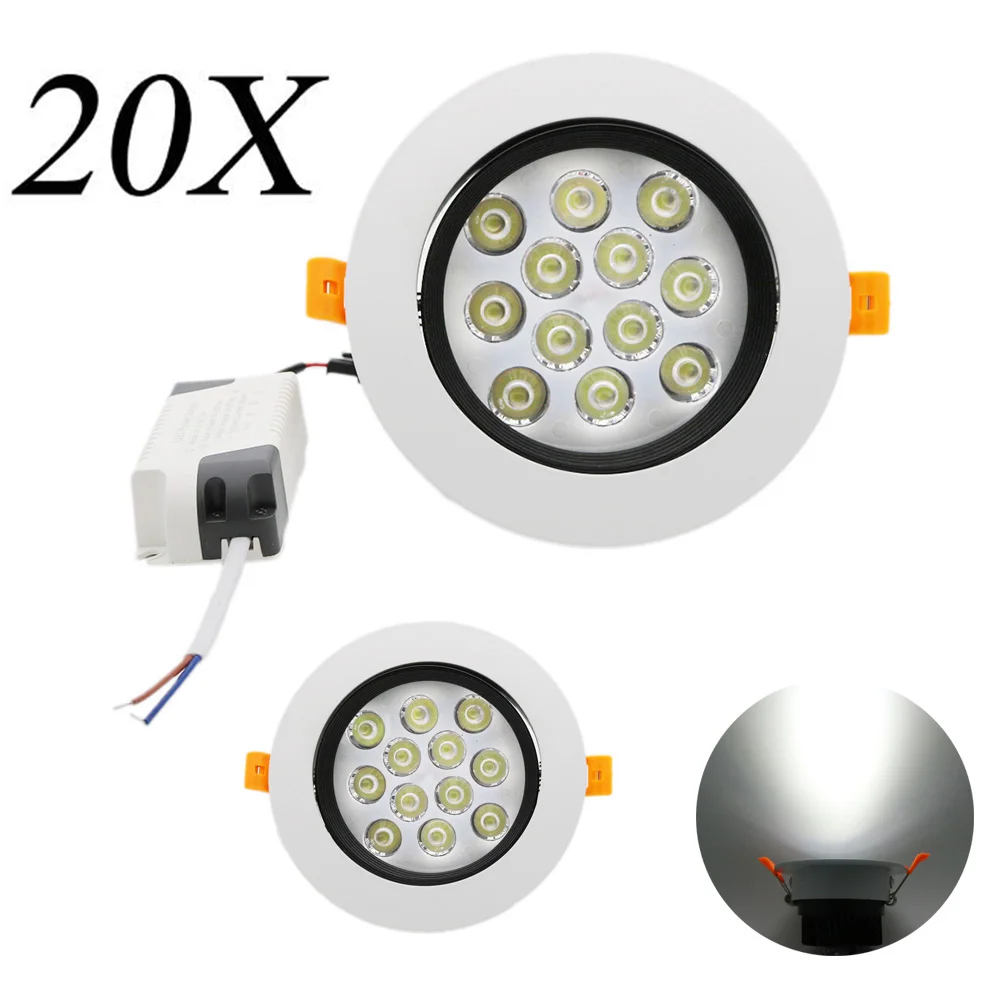 US $308.26 20X LED Spotlight Ceiling light down Lamp 12W LED Recessed Cabinet Wall Spot With LED Drive Cold White Warm For Home Lighting