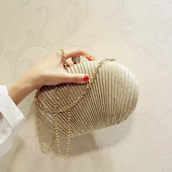 

Fashion Women Ruched Clutches Evening Bag Ladies Party Wedding Bride Wallet Day Clutch Makeup Bags Chain Crossbody Bags