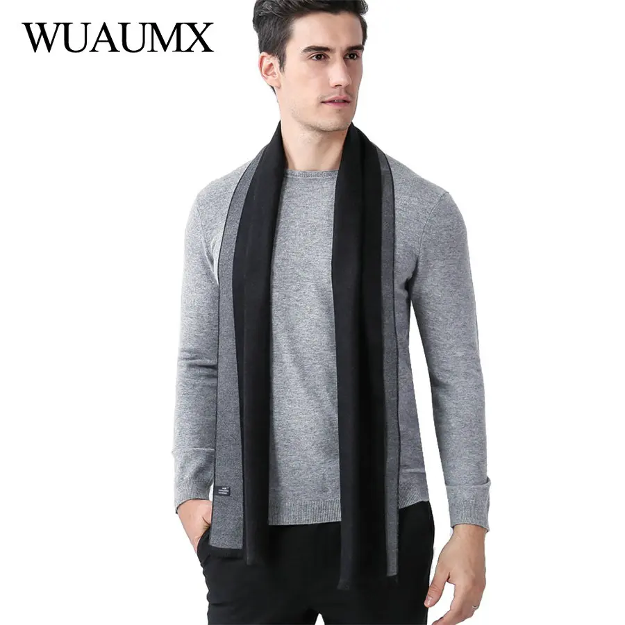 

Wuaumx Winter Scarf Men Casual Basic Scarves For Male Imitation Cashmere Warm Scarf Shawls Neckerchief Muffler Tassel foulard