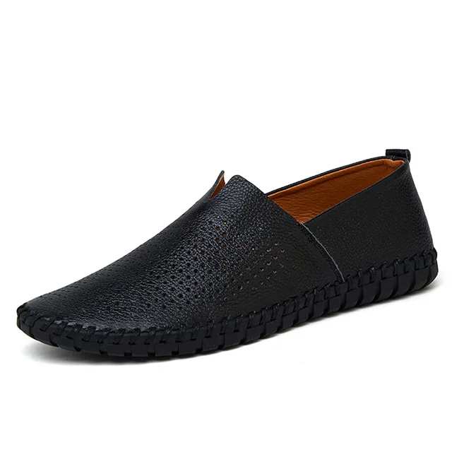 LAKESHI; Мужская обувь из натуральной кожи; модная мужская обувь без шнуровки; итальянские кожаные мужские лоферы; Роскошная брендовая мужская обувь; большие размеры - Цвет: black hole