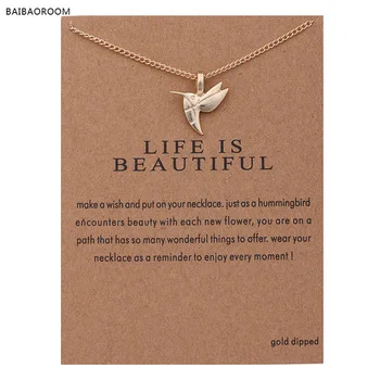 Fashion Jewelry New Gold Plated Life Is Beautiful Bird Collarbone Short Choker Necklace For Women
