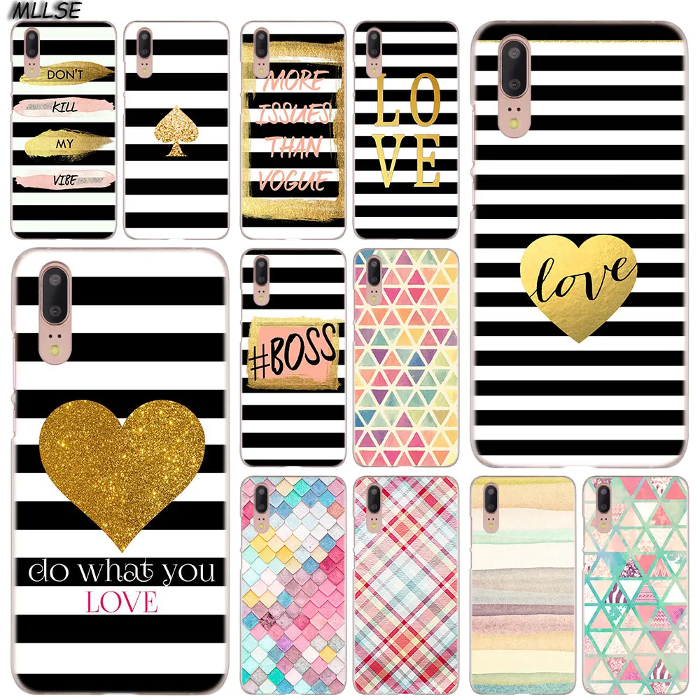 MLLSE black white gold Colorful stripes Case Cover for Huawei P30 P20 P10 P9 P8 Lite 2017 Pro Mini PSmart Plus Hot | Мобильные