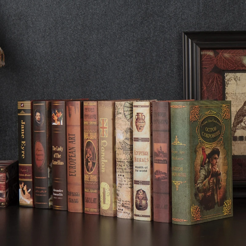 Vintage Crafts Arts European Style Home Bookshelf Decor Retro Fake Box Book
