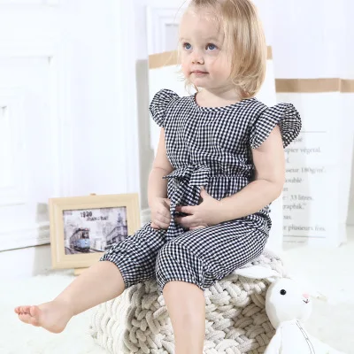 

Drop shipping CYSINCOS 2018 New Toddler Infant Kids Baby Girls Summer Short Sleeve Overalls Jumpsuits With Belt Sunsuit