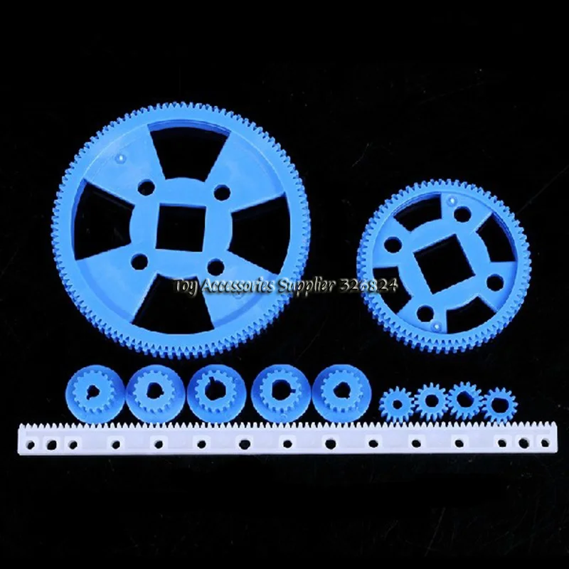 Rack Gear Kit Gearbox Motor Gear Set for DIY Car Robot 69 Pcs Plastic RC Parts Lot Pulley Plastic Gears Belt