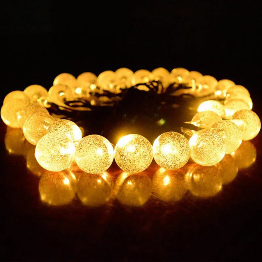 7M 50LEDs Solar Power LED Snow Ball String Light Christmas Fairy Lights Xmas Party Holiday Wedding Outdoor Garden Decor Lampshad (15)