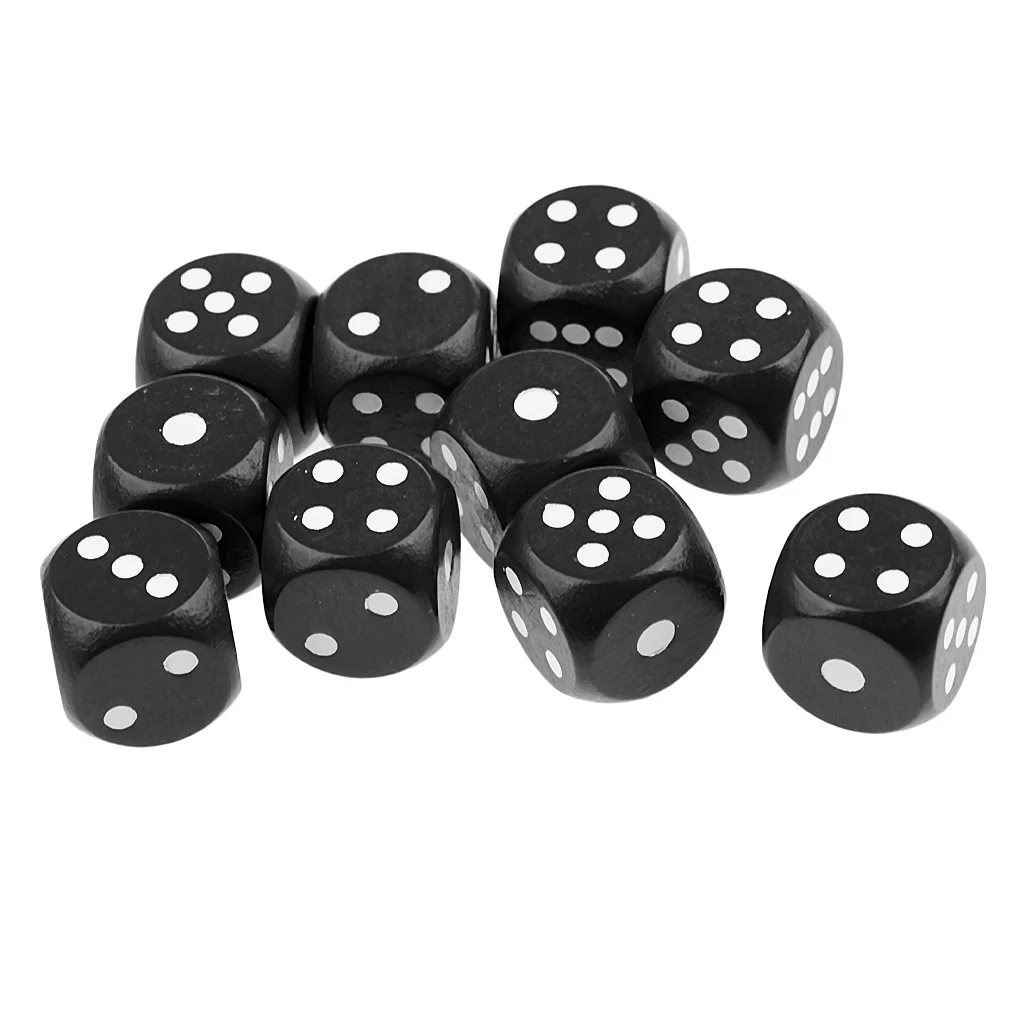 MagiDeal 10Pieces Wooden Dice D6 Six Sided Dotted Dice for Dungeons and DragonsTable Board Games