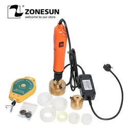 ZONESUN 10-50 мм Большой частота вращения Регулируемая укупорочная машина ручной Электрический уплотнитель затяжка завинчивание укупорочная