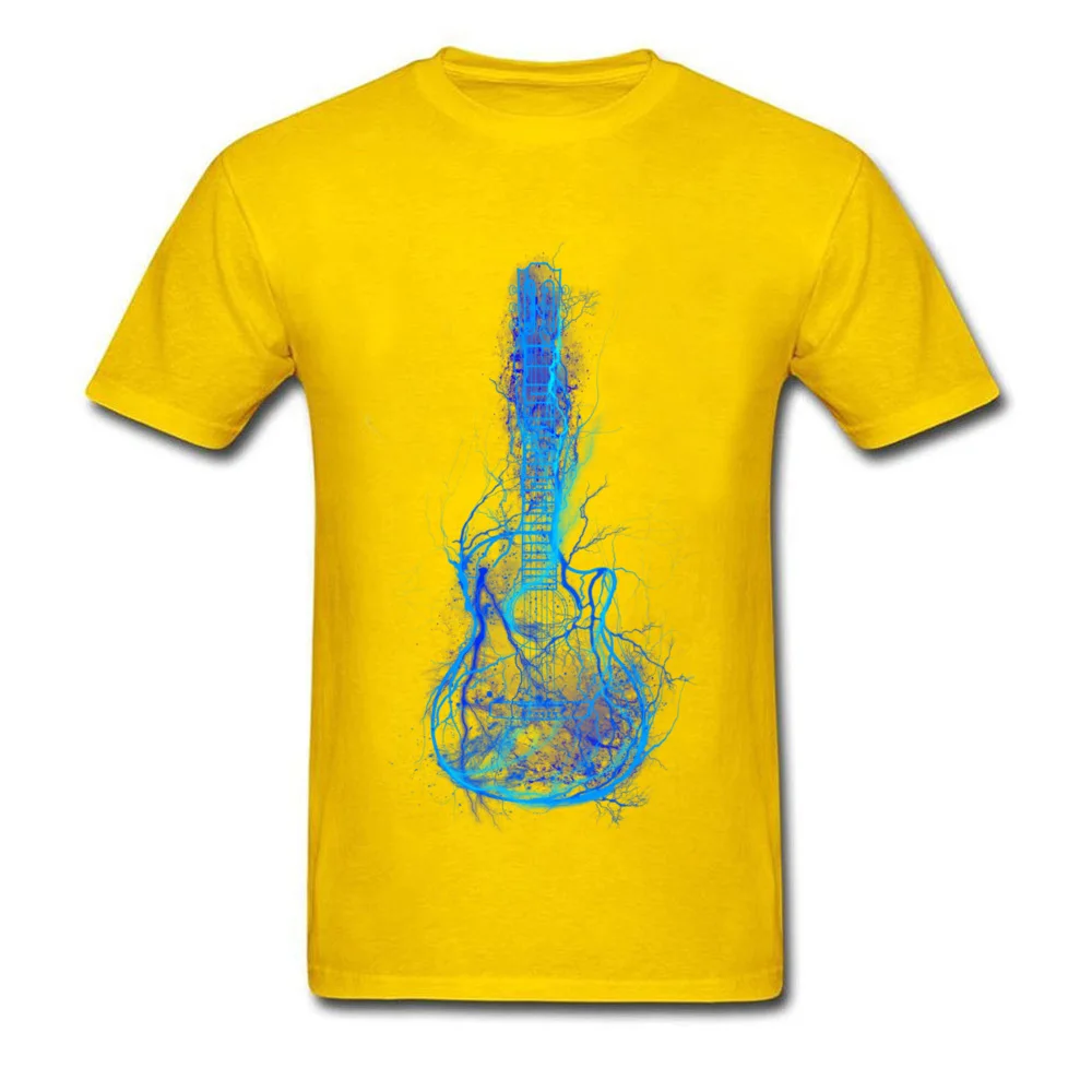 Electric Guitar Men T Shirts Brand New 3D Printed Tops T Shirt Summer Autumn 100% Cotton Fabric Crew Neck Tee Shirt Short Sleeve Electric Guitar yellow