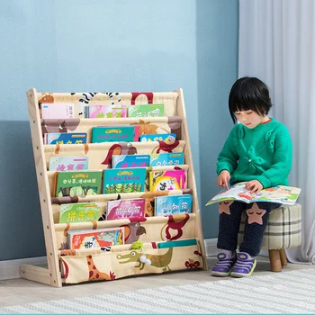 

solid wood bookcase easy install book shelf kid's picture book rack living room home office furniture toy shelf