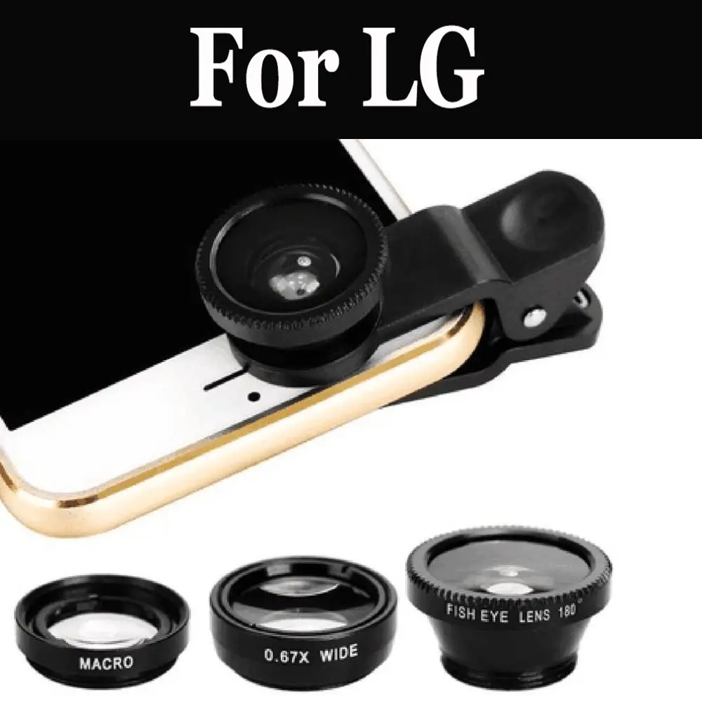 3in1 Fish Eye Wide Angle Macro Camera Clip on Lens Cell Phone For LG V20 V30