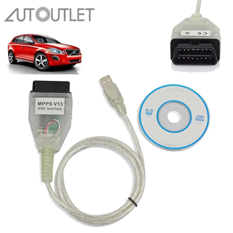 Ceny AUTOUTLET fpr MPPS V13.02 interfejs VAG kabel USB OBDII OBD2 dla AUDI BMW Citroen ecu flasher profesjonalny kabel diagnostyczny samochodu