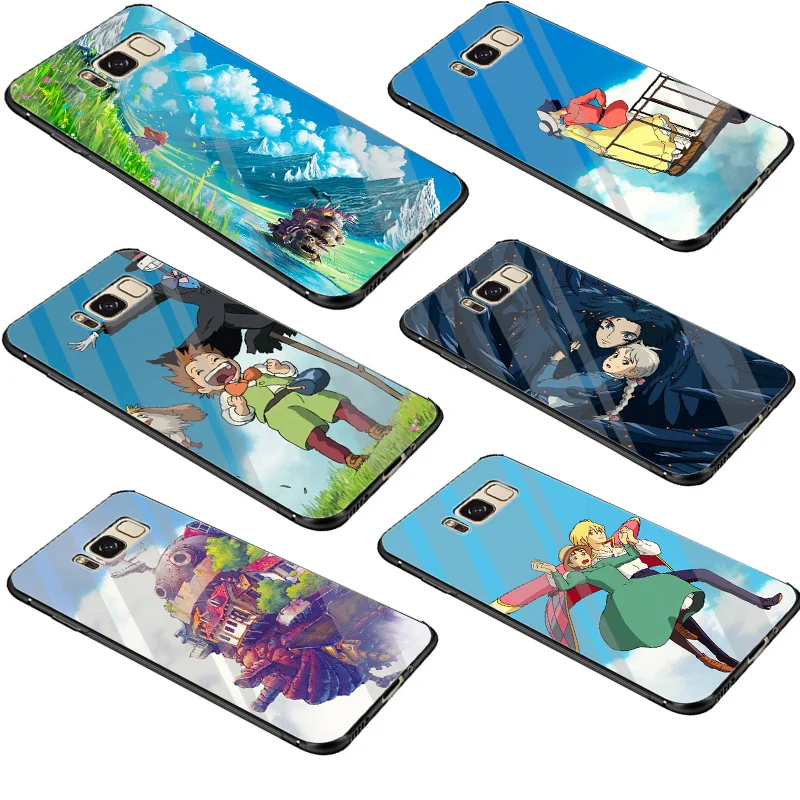 

Glass TPU Howl's Howls Moving Castle Case Cover For Samsung A10 A20 A30 A40 A50 A60 A70 S7 Edge S8 S9 Plus Note 8 9 S10