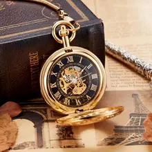 Роскошные золотые Механические карманные часы, винтажные Медные мужские часы, ручной взвод, квадратное ожерелье, часы с цепочкой для мужчин и женщин, подарок