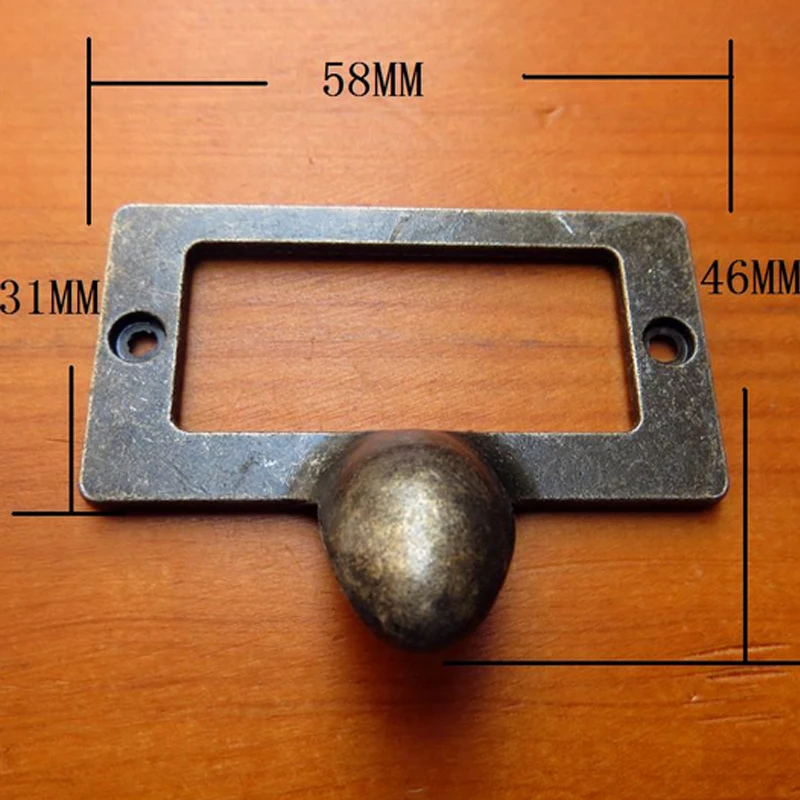 10pcs Antique Brass Drawer Label Pull Frame File Cabinet Handles