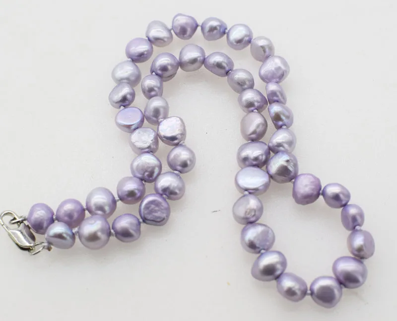 

Жемчужное ожерелье с пресноводным барочным фиолетовым жемчугом, 7-8 мм, 16 дюймов, FPPJ, натуральные бусины большого размера для подарка
