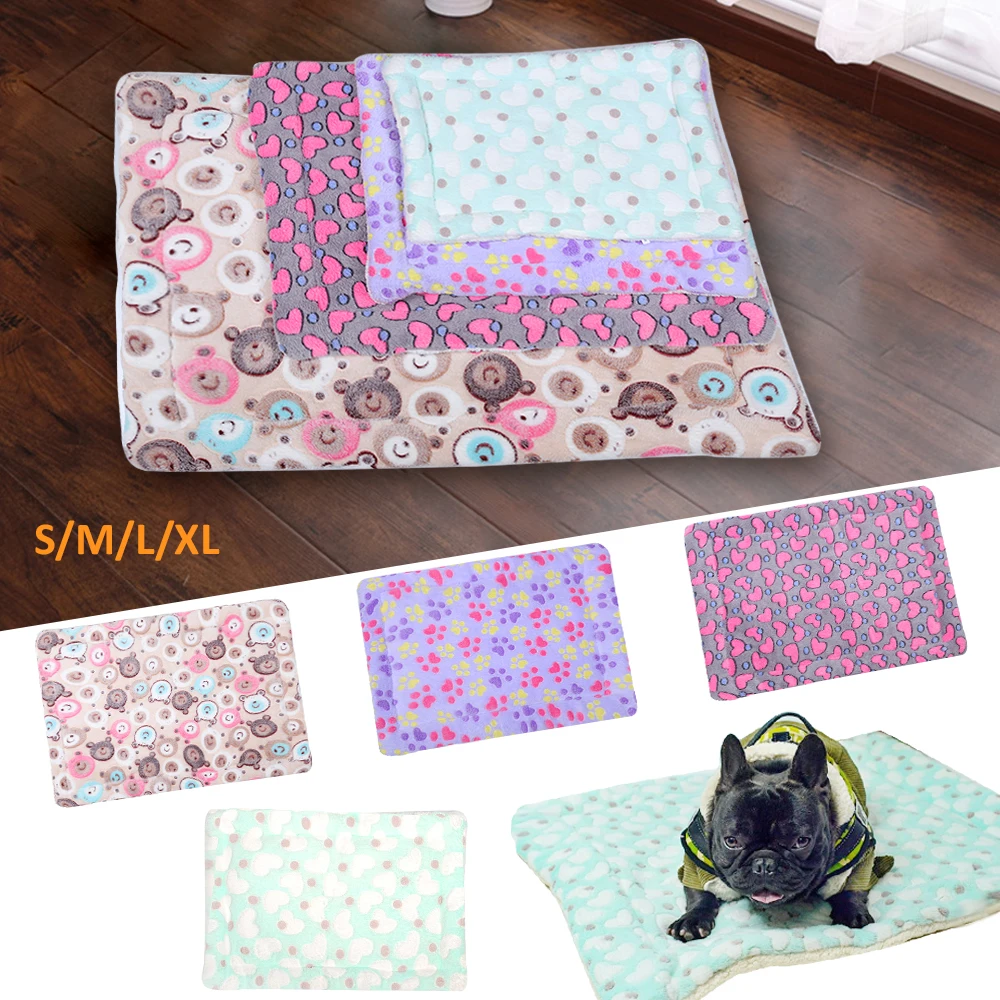 

Pets Dog Coral Fleece Blanket Bed Mat Paw Pattern Puppy Cat Foldable Cushion Towel Sleeping Bed Sofa Cover Dog Rest Blanket