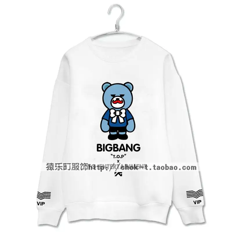 Новое поступление весна осень KPOP BIGBANG сделал Тур милый медведь печати толстовки Модные vips o шеи поддерживающий спортивный свитер - Цвет: 1