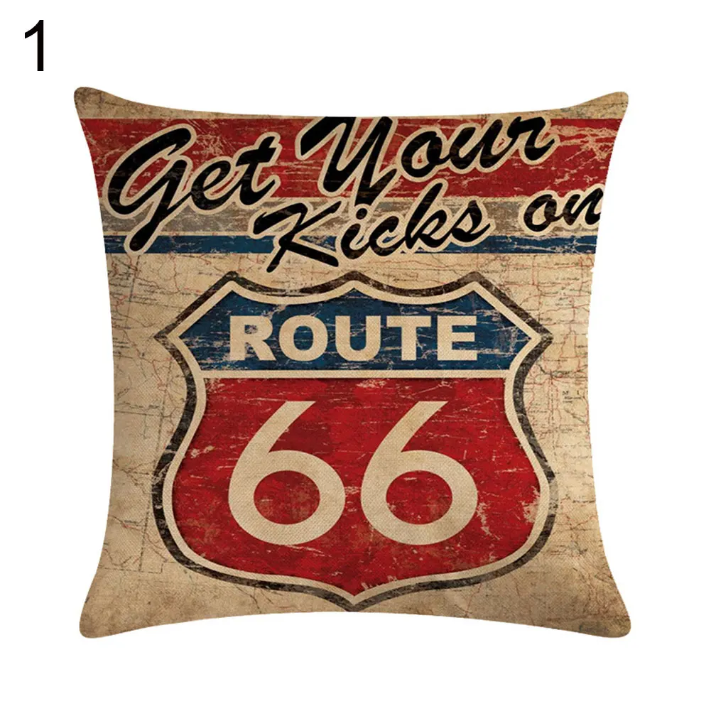 Винтажный двухсторонний наволочка 45*45 Route 66 наволочки льняные чехлы на подушки декоративные подушки Подушка для тела - Цвет: 1