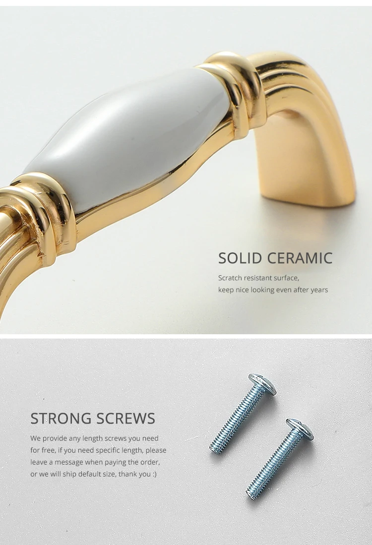 NAIERDI Gold White Creamic Gold Cabinet Handles Knobs Drawer Pulls Kitchen Door Handles Furniture Handle Cabinet Door Hardware