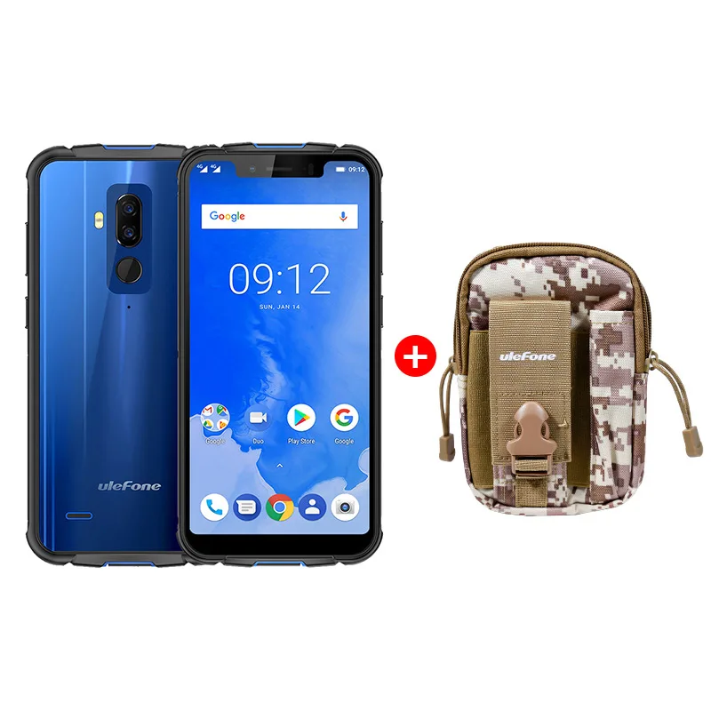 Ulefone Armor 5 телефон смартфон телефоны смартфоны водонепроницаемый IP68 NFC 5.8" HD мобильный телефон MT6763 Otca-core Android 8.1 4 ГБ+ 64 ГБ Беспроводная зарядка Face ID 5000 мАч - Цвет: Blue Add Bag