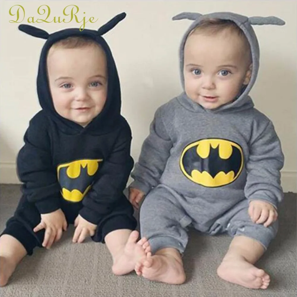 2018 Winter Baby Boy Clothes Cartoon Bat Romper Long Sleeve Hooded Warm