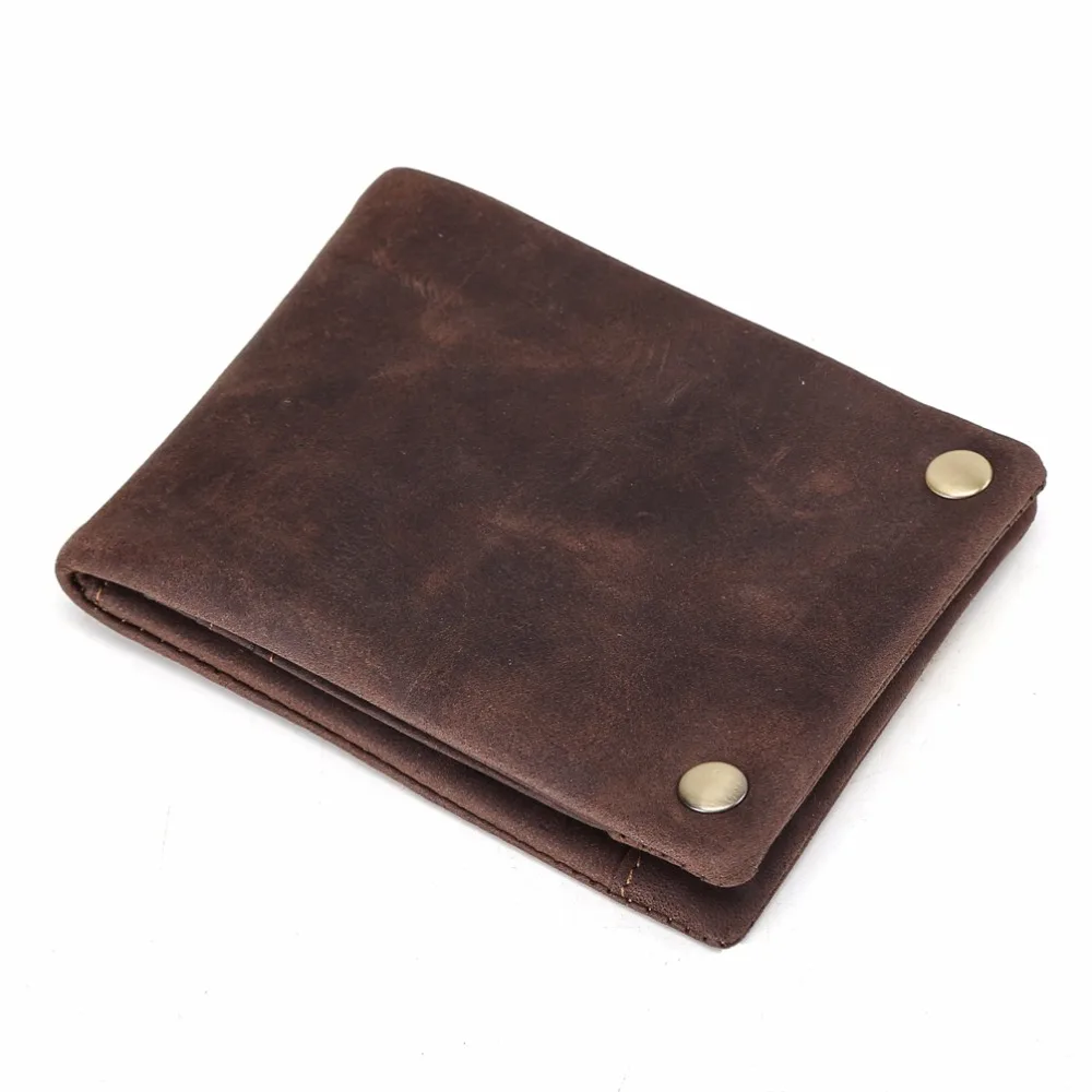 

2017 Handmade Full grain leather wallets men coin slim short bifold money clip simple and sleek style 40371