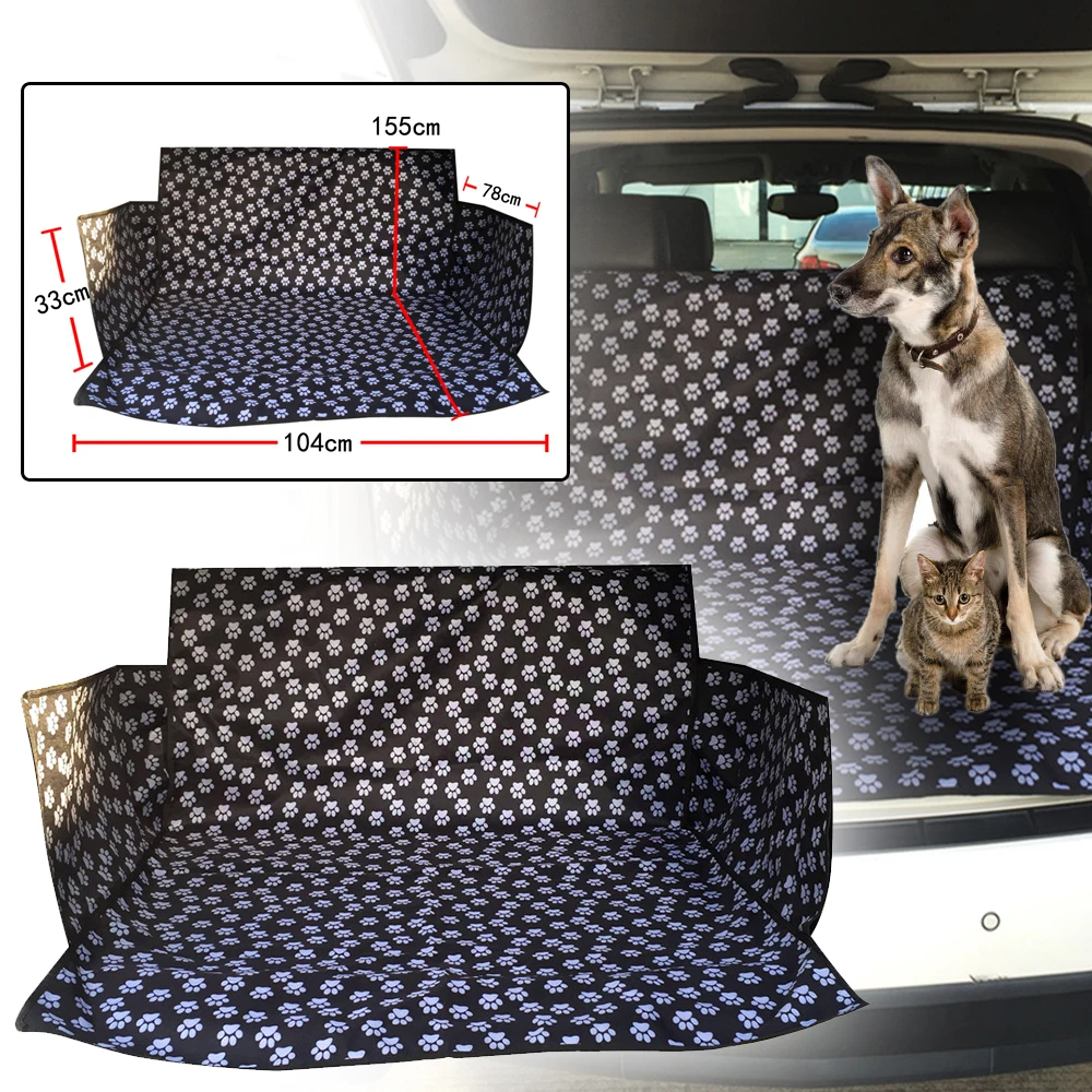Waterproof Pet Dog Footprint Carriers Rear Back Dog Car Seat Cover Mats Hammock Trunk Cover Blanket Protector
