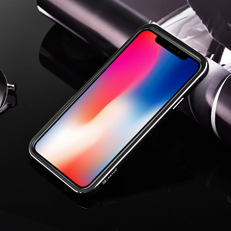 iMatch Aviation Aluminum Alloy Metal Bumper Tempered Glass Back Cover Case for Apple iPhone X