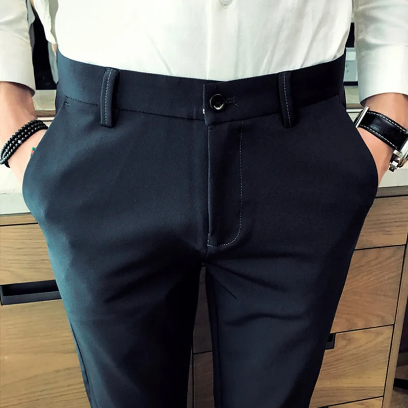 Новинка, модные мужские повседневные штаны, высокое качество, брендовые рабочие брюки, Мужская одежда, хлопок, официальные брюки для мужчин, размер 36 38