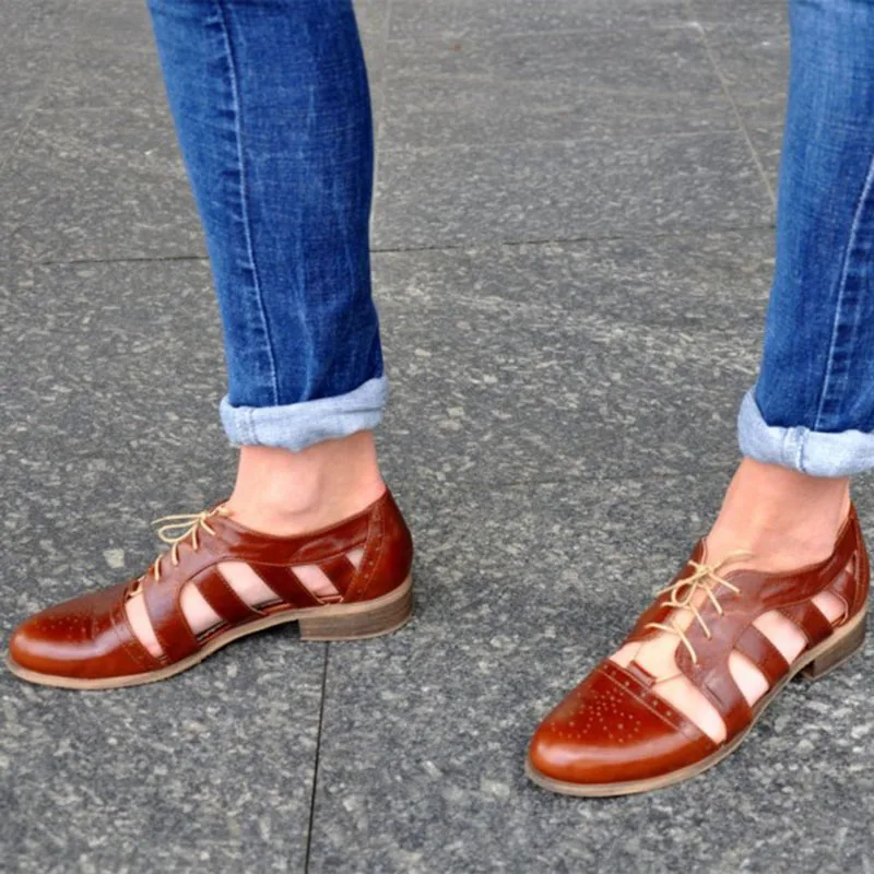 brown_comfortable_shoes_round_toe_lace_up_women_s_oxfords_1_