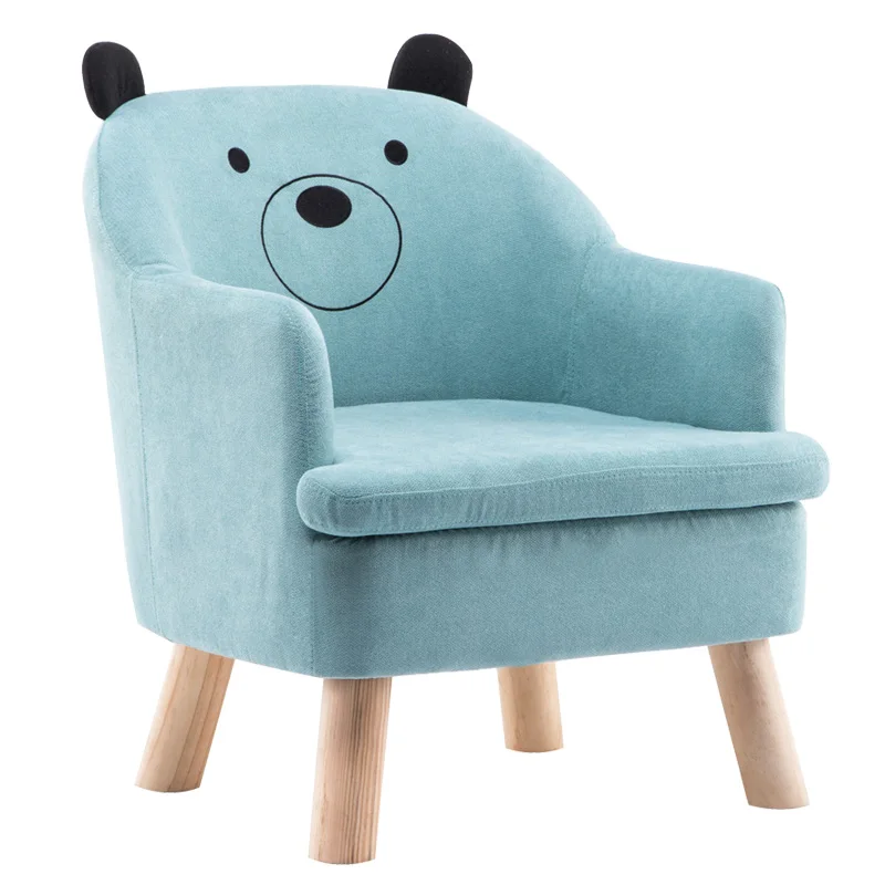 Луи Мода детские диваны милая девочка принцесса ребенок Мальчик читает ленивый стул Животное мультфильм диван дерево композитный сменный - Цвет: S2 blue bear