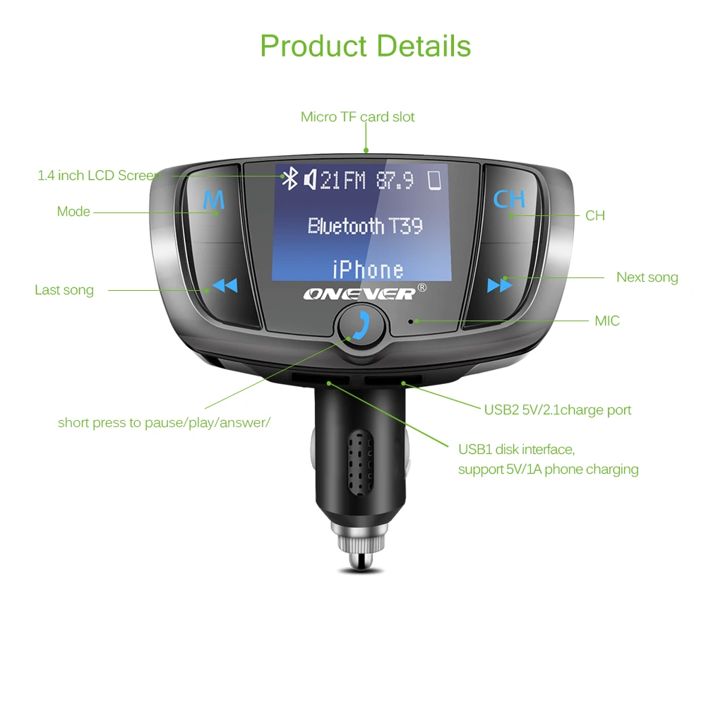 Bluetooth fm-передатчик DC 12-24 в беспроводной радио адаптер fm-модулятор автомобильный комплект U диск музыка воспроизведение 3.4A двойной зарядное устройство usb