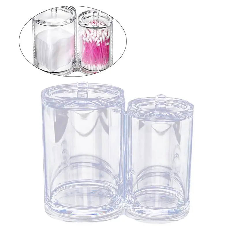 

LUOEM Cotton Ball Swab Holder Organizer Storage Box Dual-compartment Cotton Pad Container Case Makeup Pads Swab Case