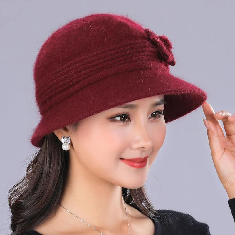 BING YUAN HAO XUAN, дизайнерские двухслойные зимние шапки для женщин, шапка из кроличьего меха, теплая вязаная шапка и шарф, шапка с большим цветком